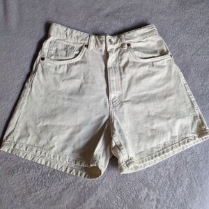 Zara High Waist Cream Shorts